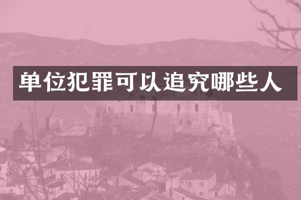 单位犯罪可以追究哪些人