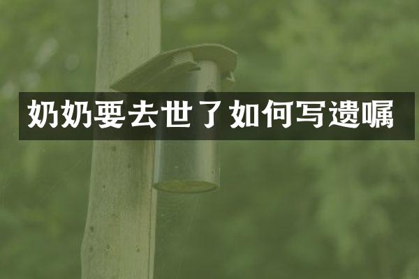 奶奶要去世了如何写遗嘱