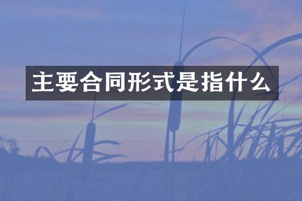 主要合同形式是指什么