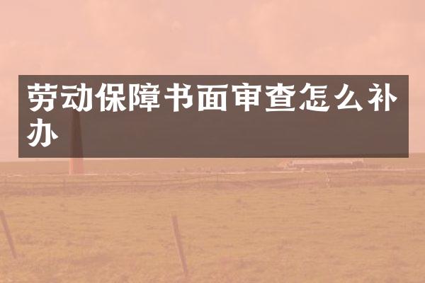 劳动保障书面审查怎么补办