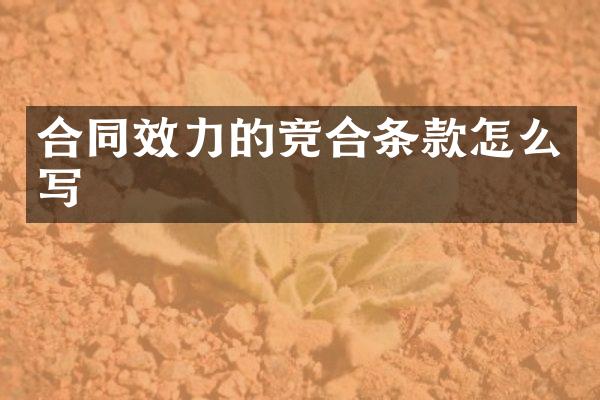 合同效力的竞合条款怎么写