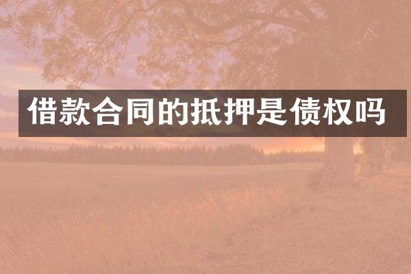 借款合同的抵押是债权吗