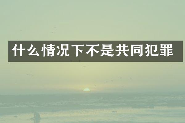 什么情况下不是共同犯罪