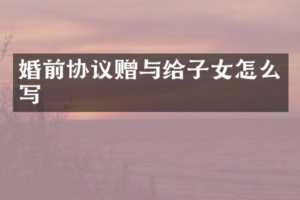 婚前协议赠与给子女怎么写