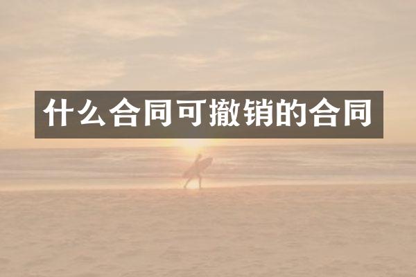 什么合同可撤销的合同
