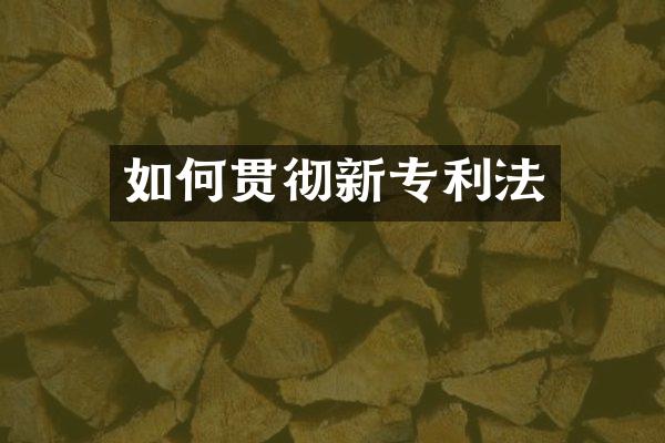 如何贯彻新专利法