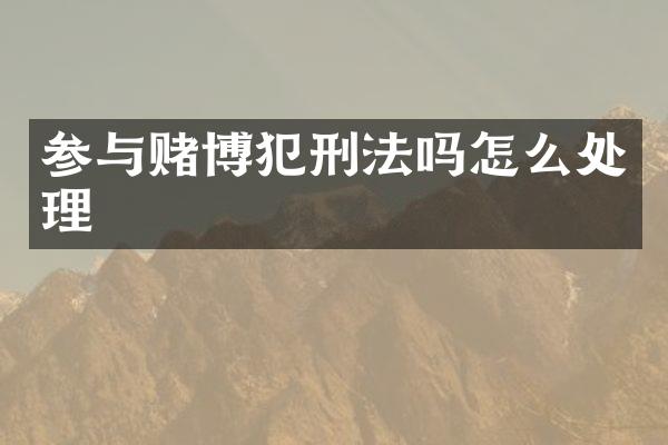 参与犯刑法吗怎么处理