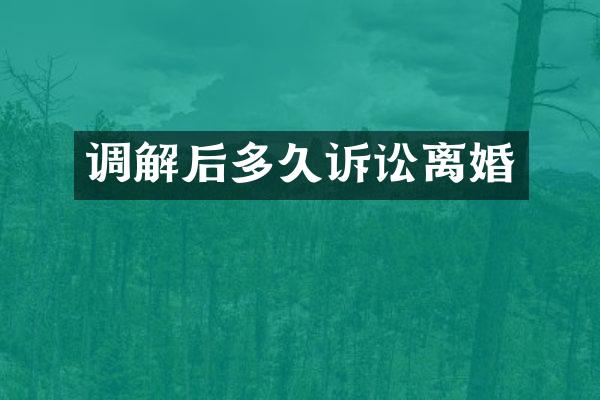 调解后多久诉讼离婚