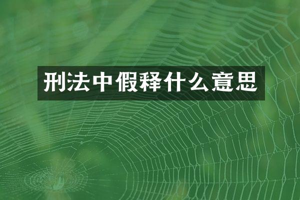 刑法中假释什么意思