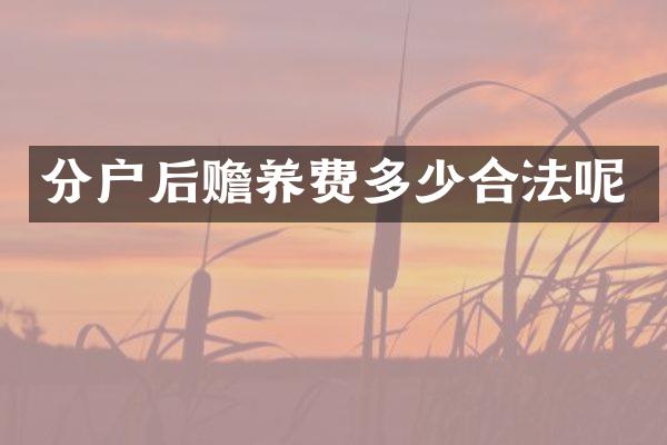 分户后赡养费多少合法呢