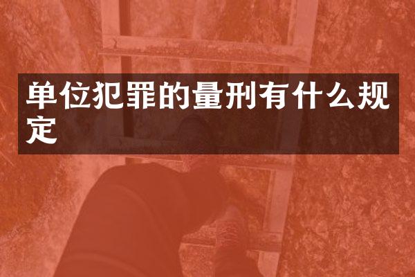 单位犯罪的量刑有什么规定