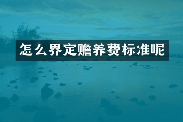 怎么界定赡养费标准呢