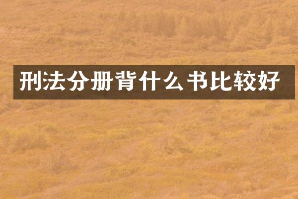 刑法分册背什么书比较好