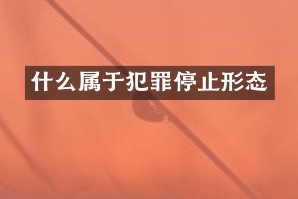 什么属于犯罪停止形态