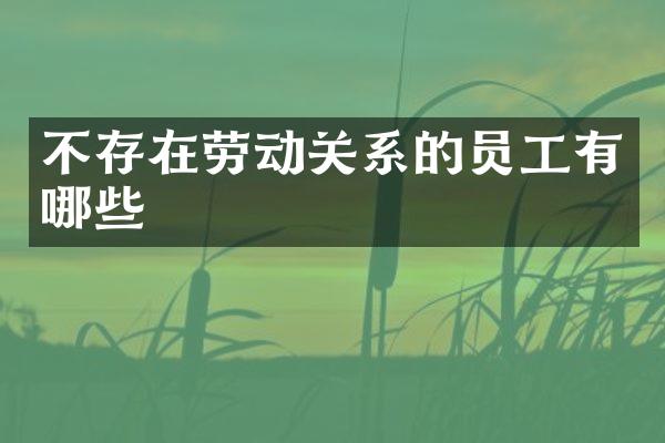 不存在劳动关系的员工有哪些