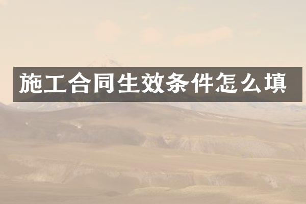 施工合同生效条件怎么填