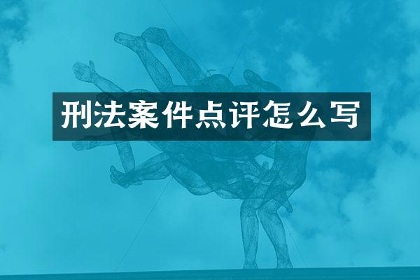 刑法案件点评怎么写