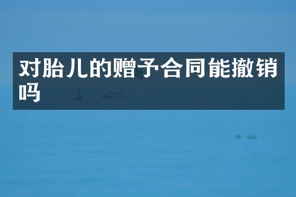 对胎儿的赠予合同能撤销吗