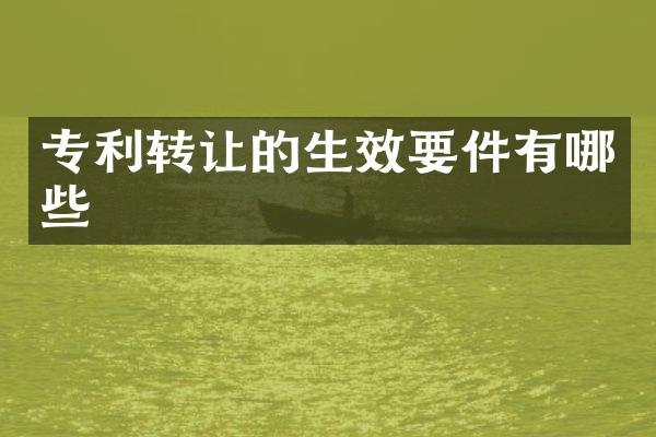 专利转让的生效要件有哪些