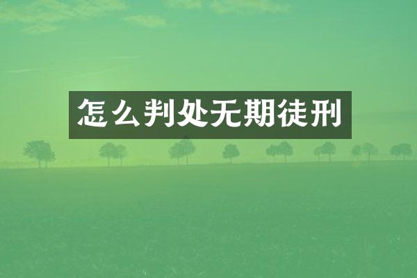 怎么判处无期徒刑