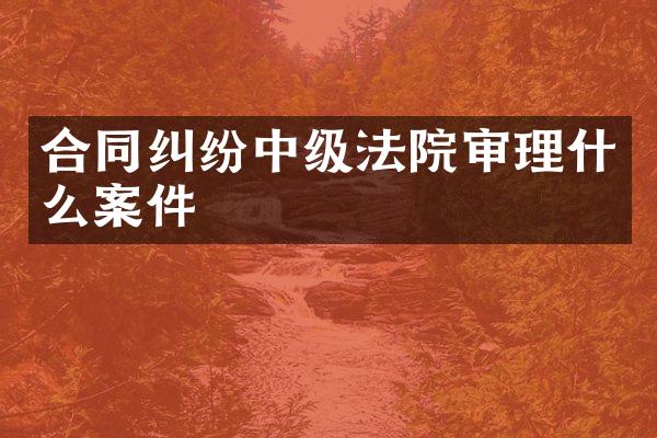 合同纠纷中级法院审理什么案件