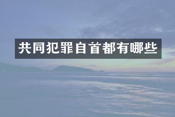 共同犯罪自首都有哪些