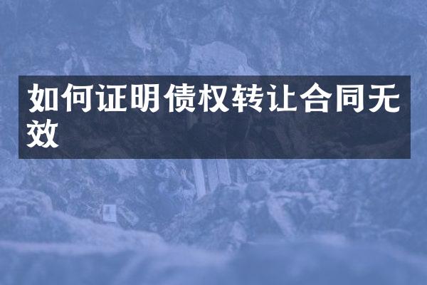 如何证明债权转让合同无效