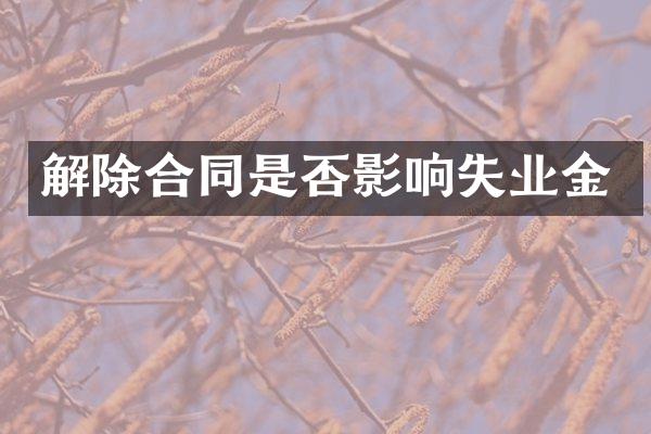 解除合同是否影响失业金