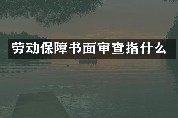 劳动保障书面审查指什么