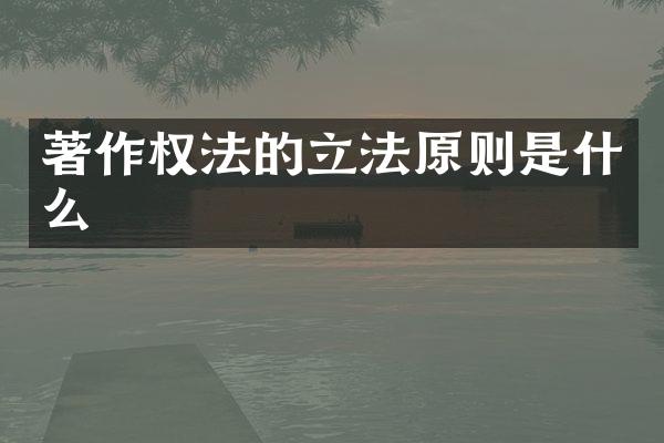 著作权法的立法原则是什么