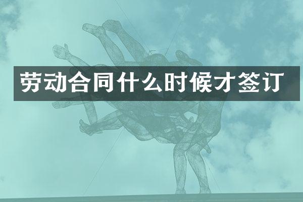 劳动合同什么时候才签订