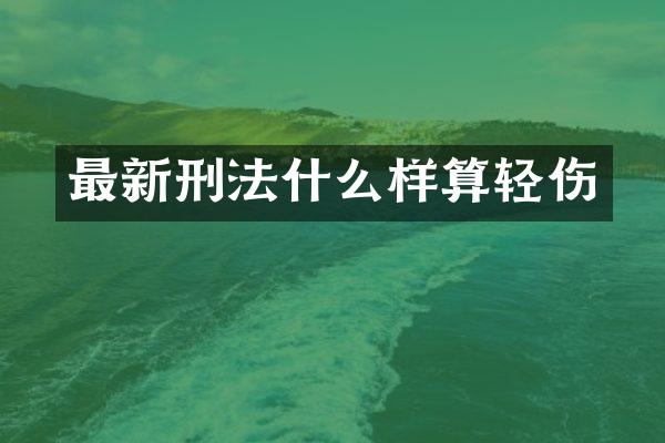 最新刑法什么样算轻伤