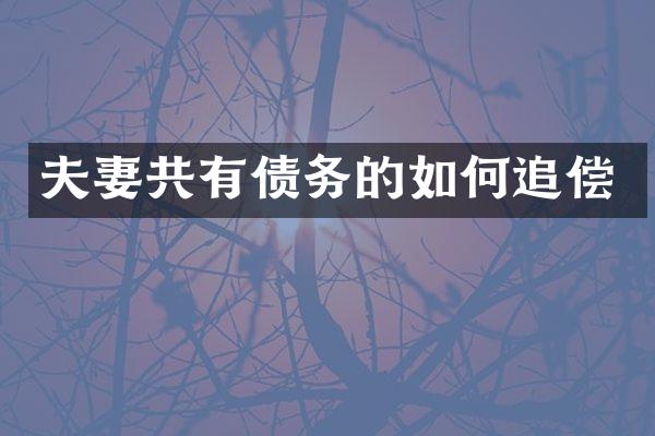 夫妻共有债务的如何追偿