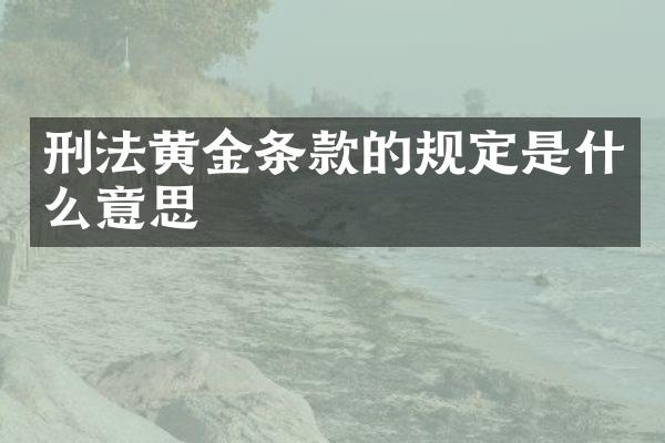 刑法黄金条款的规定是什么意思