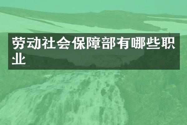 劳动社会保障部有哪些职业