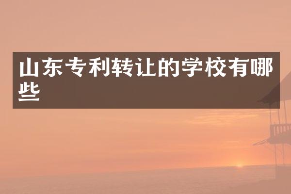 山东专利转让的学校有哪些