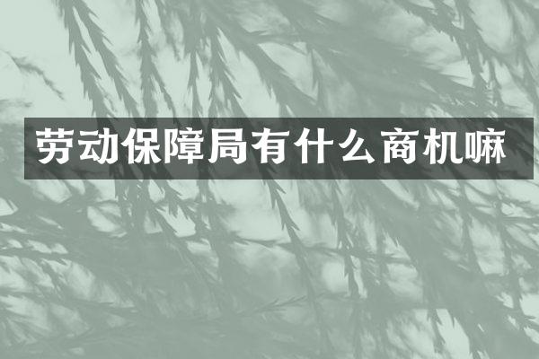 劳动保障局有什么商机嘛