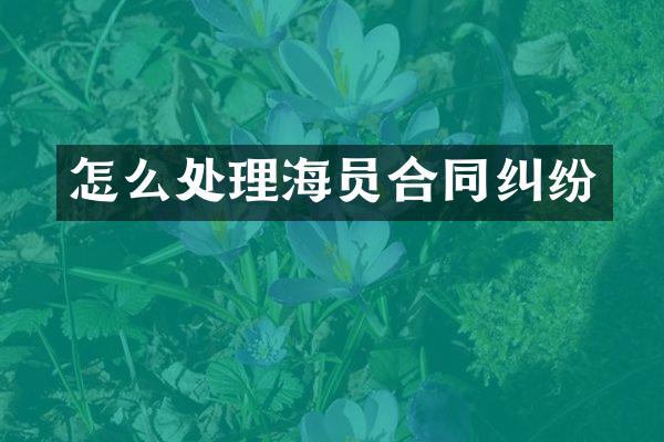 怎么处理海员合同纠纷