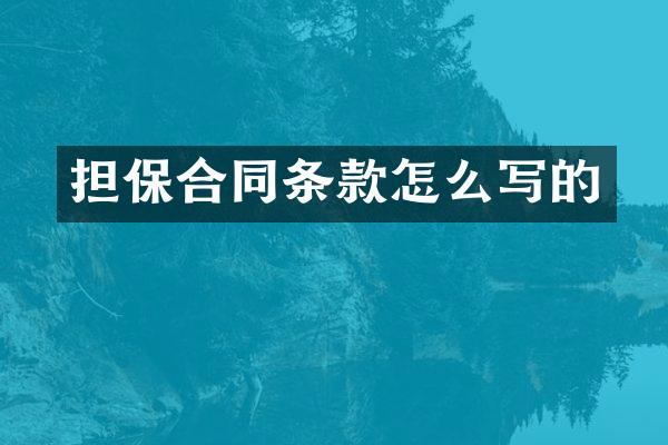 担保合同条款怎么写的