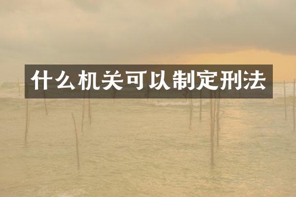 什么机关可以制定刑法