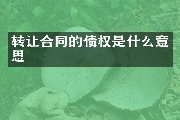 转让合同的债权是什么意思
