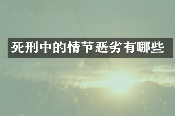 死刑中的情节恶劣有哪些