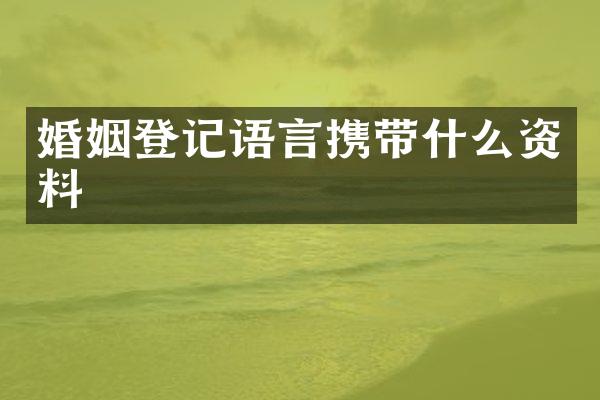 婚姻登记语言携带什么资料