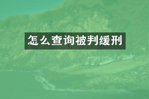 怎么查询被判缓刑