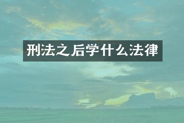 刑法之后学什么法律