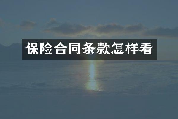 保险合同条款怎样看