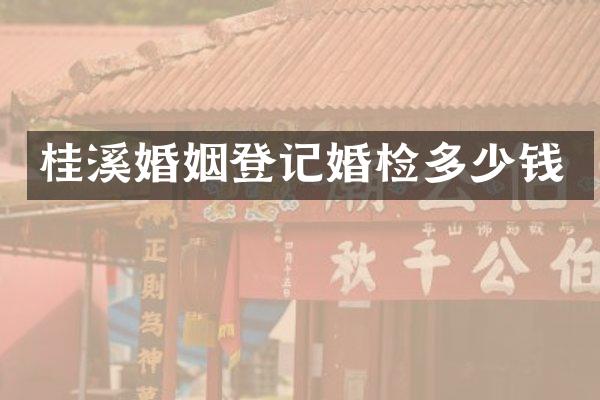 桂溪婚姻登记多少钱
