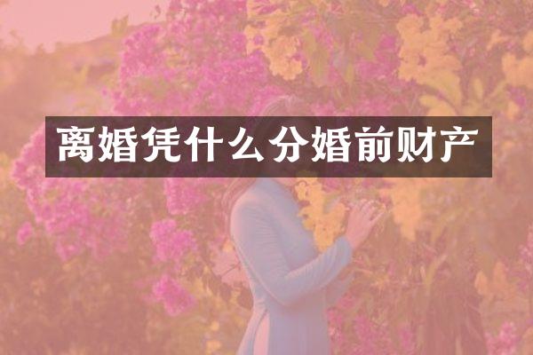 离婚凭什么分婚前财产