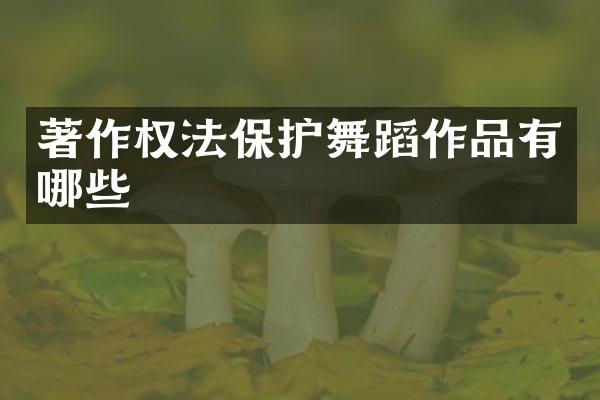 著作权法保护舞蹈作品有哪些