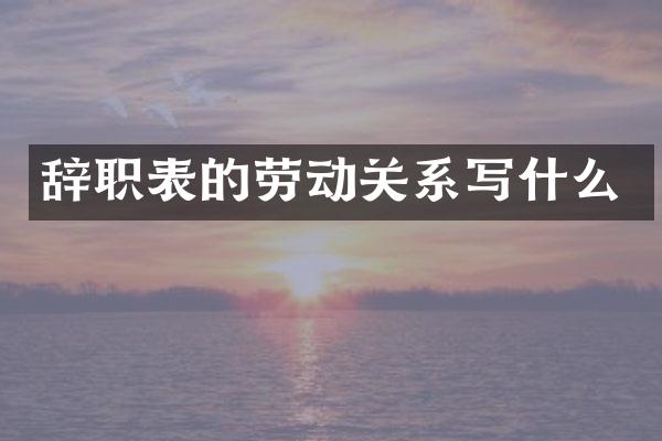 辞职表的劳动关系写什么